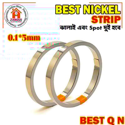 1 Feet Nickel Strip for 18650 Li-ion Batteries - 0.1*5mm Nickel Sheet Plate - Suitable for Spot Welding - 12 Inch Length - Battery Pack Assemblies