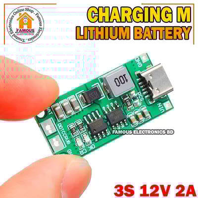 Multi-Cell 3S 2A Type-C To 12.6V Step-Up Boost Lipo- Polymer Li-Ion Charger 11.1V 18650 Lithium Battery