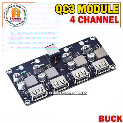 USB 4Channel QC3.0 QC2.0 DC-DC Buck Converter Charging Step Down Module 6-32V 9V 12V 24V to Fast Quick Charger Circuit Board 5V