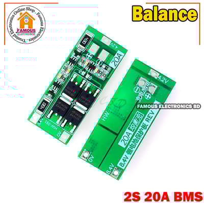 2S BMS 20A Circuit Module 8.4v Li-Ion Battery Protection Board-Balance