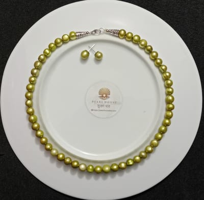 Exclusive Olive Colour  Pearl Necklace