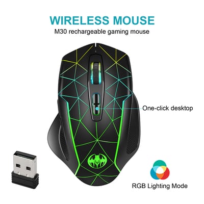 Rechargeable 2.4G RGB Light USB Wireless Gaming Mouse Model- M30