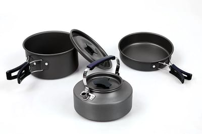 Camping Cookware - 2/3 Person Portable Outdoor Cooking Set with Kettle HK310