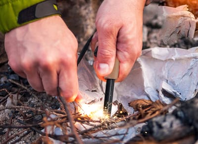Emergency Survival Kit Magnesium Flint , Fire Starter Camping Gear/ Flint Fire Starter / Magnesium Flint /  Solid Wood Handle