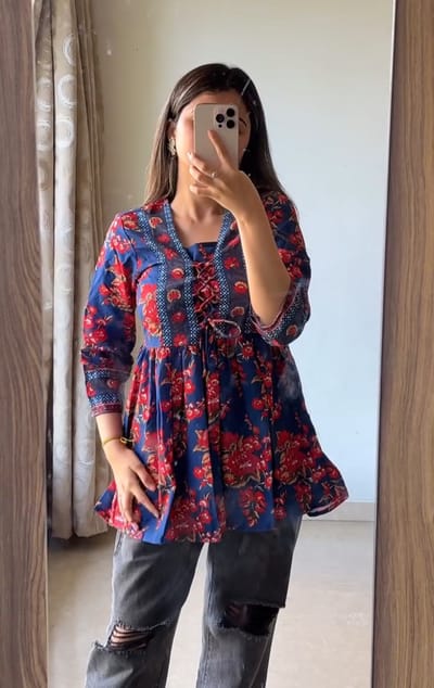 Myntra Short Tops Navy Blue