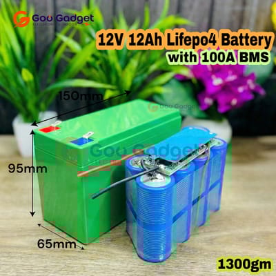 12V 12Ah LiFePO4 Bike Self-Start Battery Pack | 4S2P IFR32700 Cells with 100A Balanced BMS