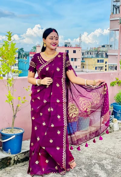 প্রিমিয়াম সেমি মসলিন শাড়ি - Image 2