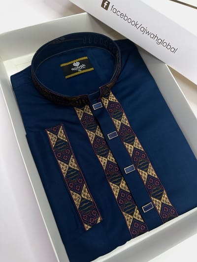 Royal Navy Blue Embroidery Panjabi
