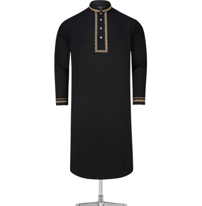 Black Stripe Panjabi Good Quality Fabrics