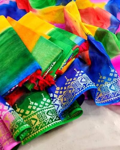 রংধনু আফসান প্রিন্টের হাফ সিল্ক শাড়ি - Image 4