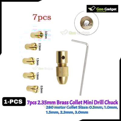 7pcs Brass Collet Mini Drill Chuck Set – 2.35mm Shaft Adapter for 280 Motor
