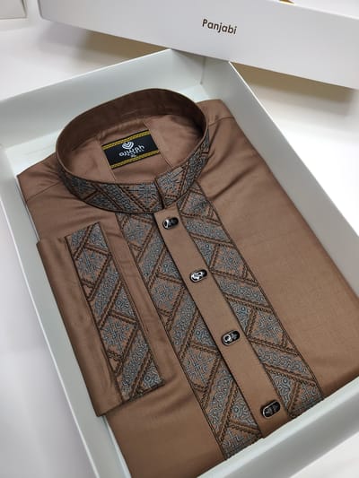 Regal Brown Embroidery Panjabi