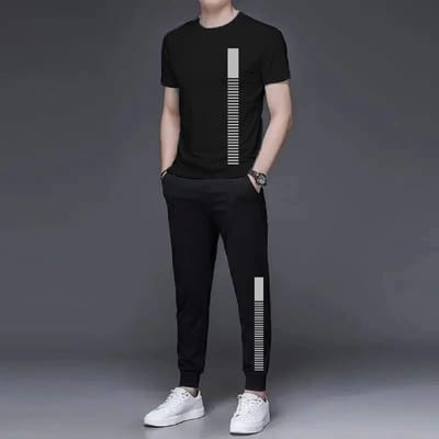 Printed Half Sleeve T-Shirt & Full pant Set - Image 1