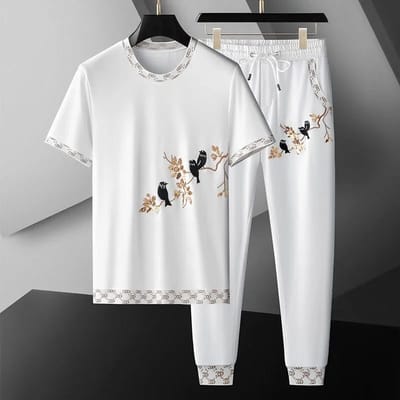 Printed Half Sleeve T-Shirt & Full pant Set - Image 3