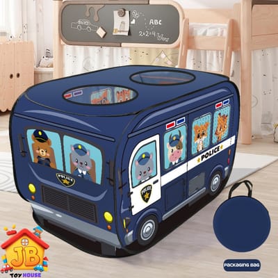 Kids' Cartoon Police & Fire Truck Pop-Up Play Tent - Skylight, Indoor/Outdoor Fun