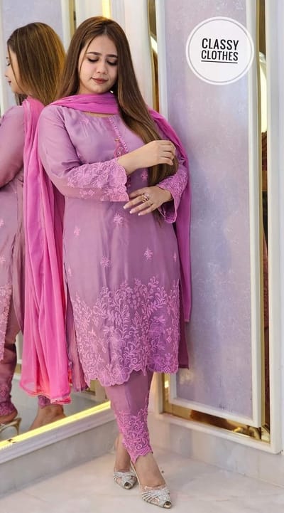 Cotton Embroidery Three Piece - Image 1