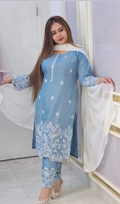 Cotton Embroidery Three Piece - Image 2