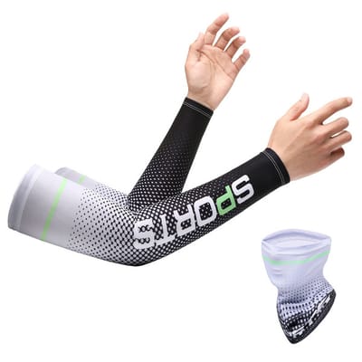 2pcs Men Sun UV Protection Ice Silk Long Sleeve Cover Arm Sleeves Sunscreen Arm Outdoor Cool Sports Cycling Hand Protector
