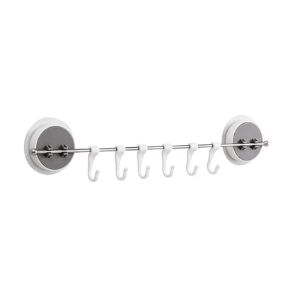 6 Hooks Kitchen Wall Mounted Stainless Steel Cupboard Bathroom Utensil No Drill Hanging Rack Holder J-type Hook