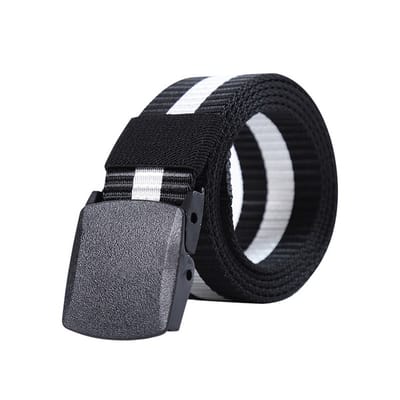 Striped Canvas Men's Belt Lightweight Hard Plastic Buckle Nylon Outdoor Sports Leisure Belt for Men 120cm