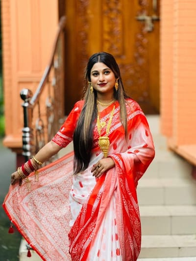 চান্দেরী সিল্ক ডিজিটাল প্রিন্ট শাড়ি - Image 1