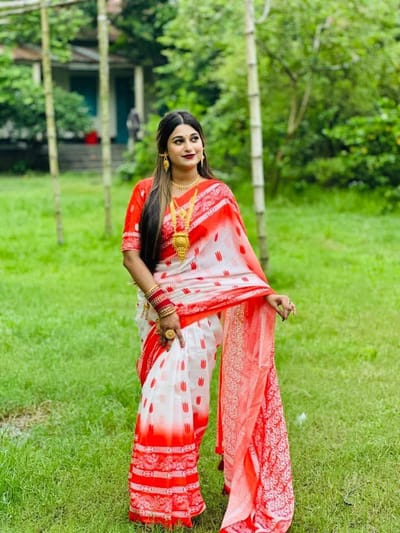 চান্দেরী সিল্ক ডিজিটাল প্রিন্ট শাড়ি - Image 3