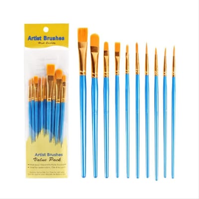 A New Nylon Paintbrush Plastic 10 Piece Set Digital Oil Painting Paintbrush Art Student Line Drawing Brush Gif Good Quality