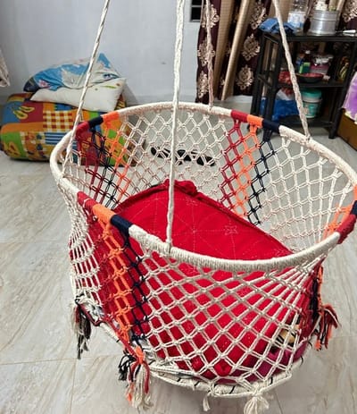 বাচ্চাদের সুতার তৈরি  দোলনা- Dolna Baby Cardel Mixed Jute Up To 30Kg For Children'S - Image 3