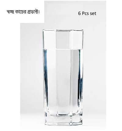 8 Corner Design Water Glass Set - Drink In Style 6-Piece Set - Transparent Glassware - 325Ml-35 - Image 2