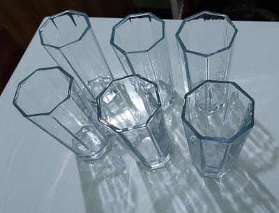 8 Corner Design Water Glass Set - Drink In Style 6-Piece Set - Transparent Glassware - 325Ml-35 - Image 4