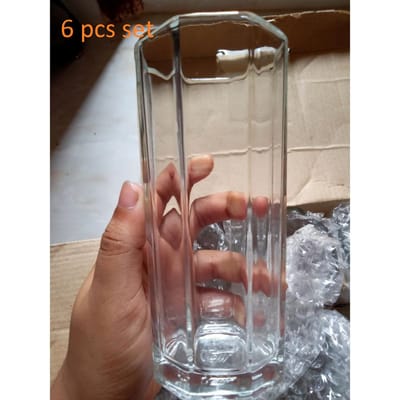 8 Corner Design Water Glass Set - Drink In Style 6-Piece Set - Transparent Glassware - 325Ml-35 - Image 5