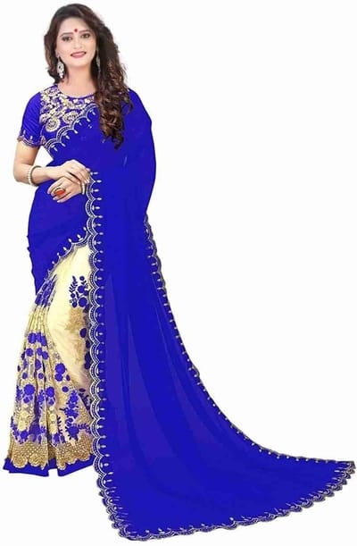 ইন্ডিয়ান জর্জেট শাড়ি ব্লাউজ পিস সহ - Image 11