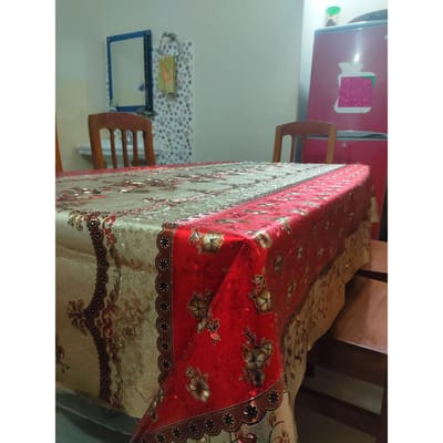 PVC plastic Soft dining Table cloth Mat Table Cover - 84'' by 55'' inches / 7 fit by 4.7 fit ( for 6 chiar table )-5d Red - Image 2