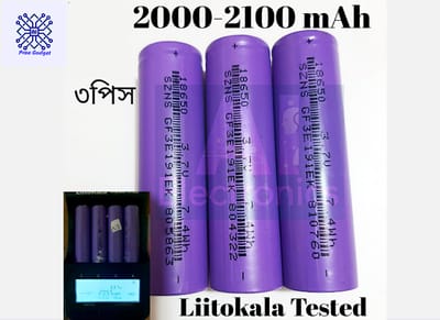 18650 li-ion Battery 2000-2100 mah 3.7v high quality Battery 3pcs