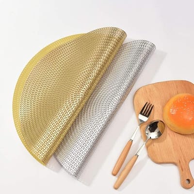 6 Pcs Round Table Placemat Mat- Gold - Image 4
