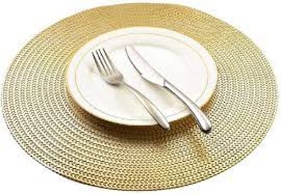6 Pcs Round Table Placemat Mat- Gold - Image 3