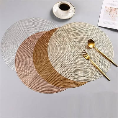 6 Pcs Round Table Placemat Mat- Gold - Image 2