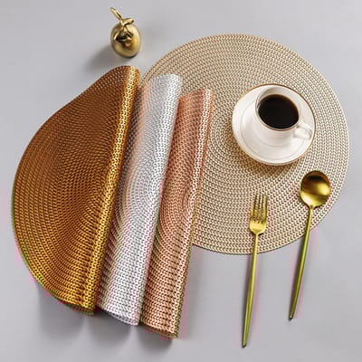 6 Pcs Round Table Placemat Mat- Gold - Image 1