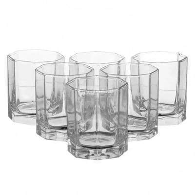 কর্নার ডিজাইন কাচের শরবত গ্লাস-৬ পিছ 190ML #44 - Image 1