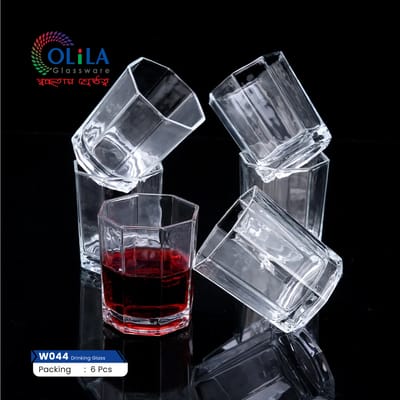 কর্নার ডিজাইন কাচের শরবত গ্লাস-৬ পিছ 190ML #44 - Image 2