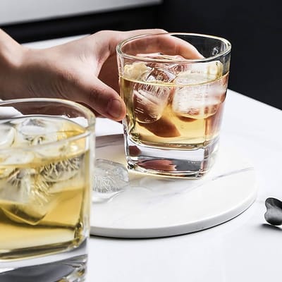 ৪ কর্নার ডিজাইন কাচের শরবত গ্লাস-৬ পিছ 250ML #22G - Image 1