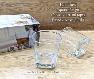 ৪ কর্নার ডিজাইন কাচের শরবত গ্লাস-৬ পিছ 250ML #22G - Image 4