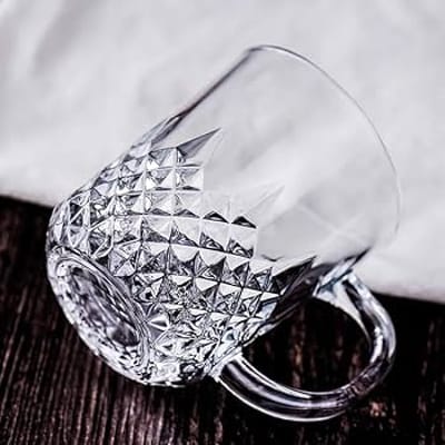 ডায়মন্ড ডিজাইন কাচের চা-য়ের কাপ সেট-৬ পিছ 200ML #149 - Image 2
