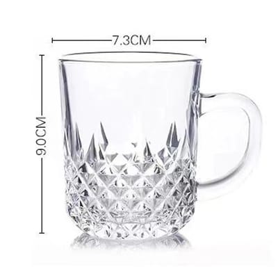 ডায়মন্ড ডিজাইন কাচের চা-য়ের কাপ সেট-৬ পিছ 200ML #149 - Image 4