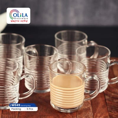 রিং ডিজাইন কাচের চা-য়ের কাপ -৬ পিছ 200ML #45 - Image 1