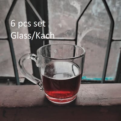 মগ ডিজাইন কাচের চায়ের কাপ সেট -৬ পিছ 200ML #116 - Image 1