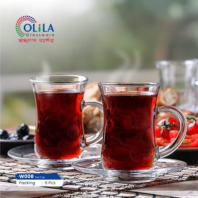 কাচের চায়ের কাপ সেট -৬ পিছ 150ML #07CUP - Image 3