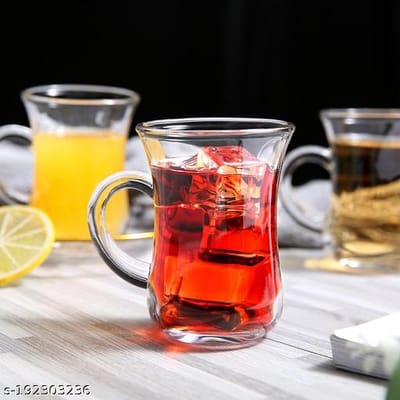 কাচের চায়ের কাপ সেট -৬ পিছ 150ML #07CUP - Image 1