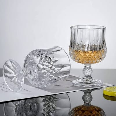 ৬ পিছ চায়না ক্রিস্টাল কাচের ওয়াইন-শরবত গ্লাস - ২২০ মি:লি: - Image 3