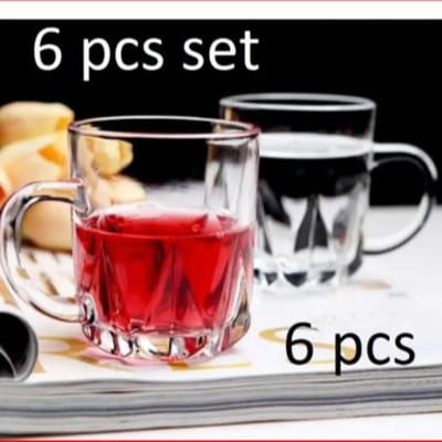 ৬ পিছ মগ ডিজাইন কাচের চায়ের কাপ সেট-২২০ মি.লি #77 - Image 1